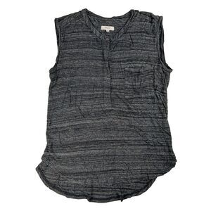 Madewell Blouse Sleeveless Top Womens Large Gray Charcoal Pocket Henley‎ Viscose